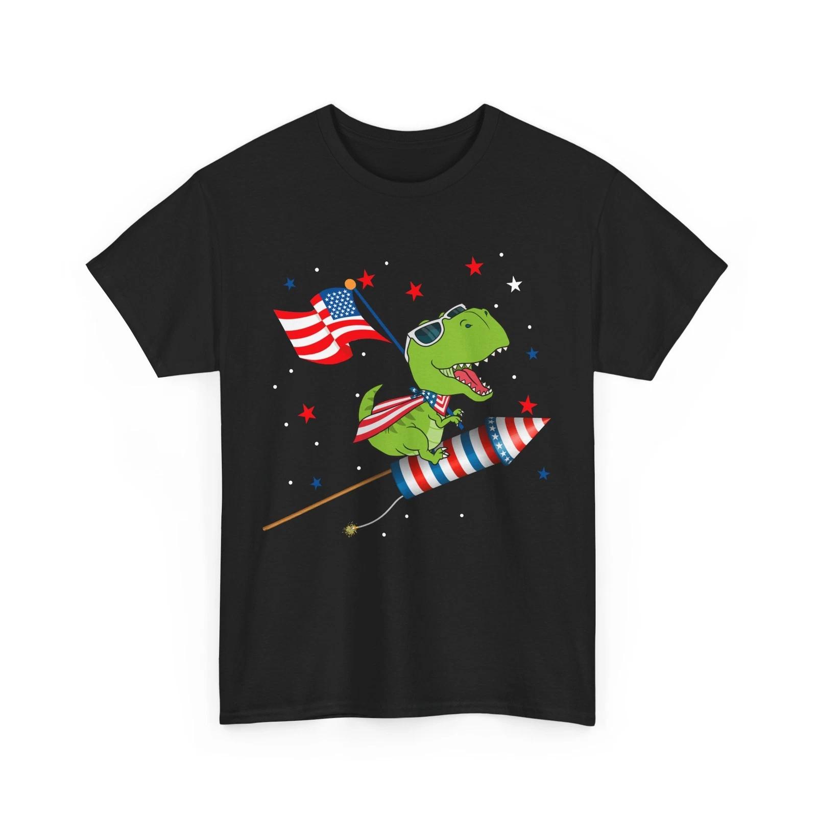 4th of July Shirt, American Flag Dinosaur Shirt, 4th of July Celebration Shirt 2XL