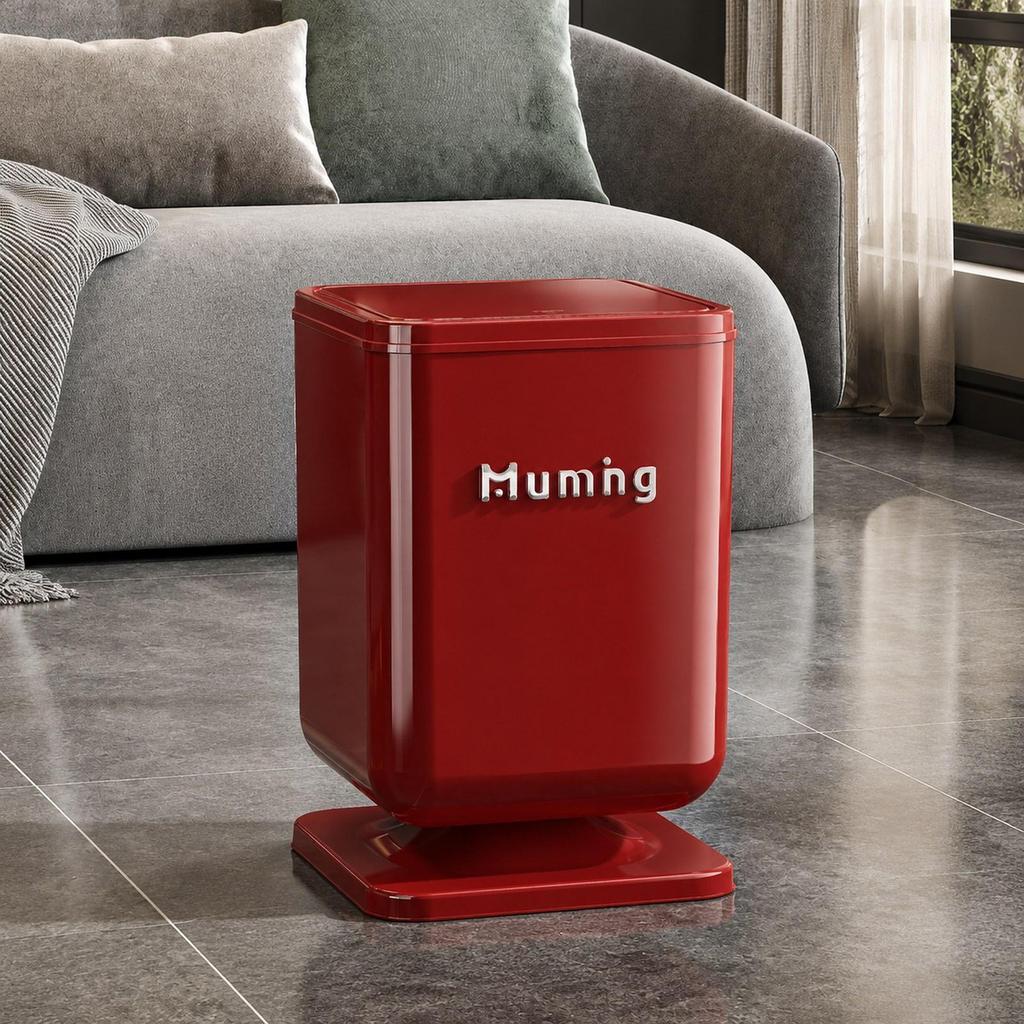 Press Type Trash Can Garbage Container Bin for Toilet Office Bedroom Red