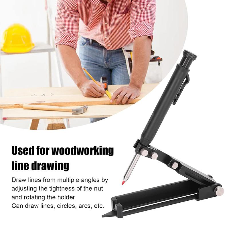 woodworking Multi-function Scribing Tool,Solid Carpenter Pencil,Gauge Scriber Line Maker, Measuring Tool with Scale, Black