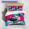 Set Copripiumino Hatsune Miku 3 Pezzi - Nome Personalizzato, Biancheria da Letto Stampata HD con 1 Copripiumino e 2 Federe - Perfetto per l'Arredamento della Casa, Facile da Curare