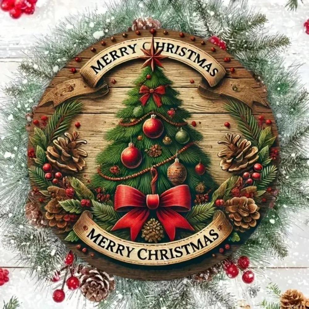 Vintage Christmas Tree Metal Wall Decor Iron Tin Sign Farmhouse Holiday Plaque