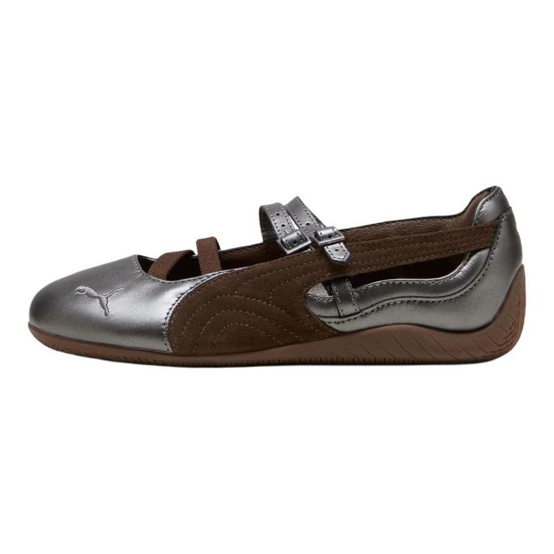 PUMA Speedcat Ballet Lux Women Flat Mary Jane Shoes Silver Brown 408197-01 37.5