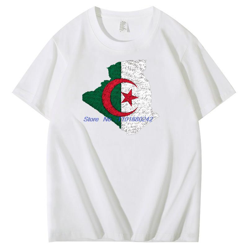 Algeria Algiers Flag Map Graphic T Shirts Summer Cotton Short Sleeve T Shirt Unisex New Shirts And Tshirts Print T Shirt