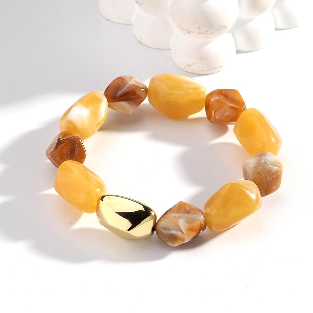 New Acrylic Irregular Geometric Beads Elastic Bracelets for Women Boho Resin Multicolor Beaded Bangle Handmade Jewelry Gifts