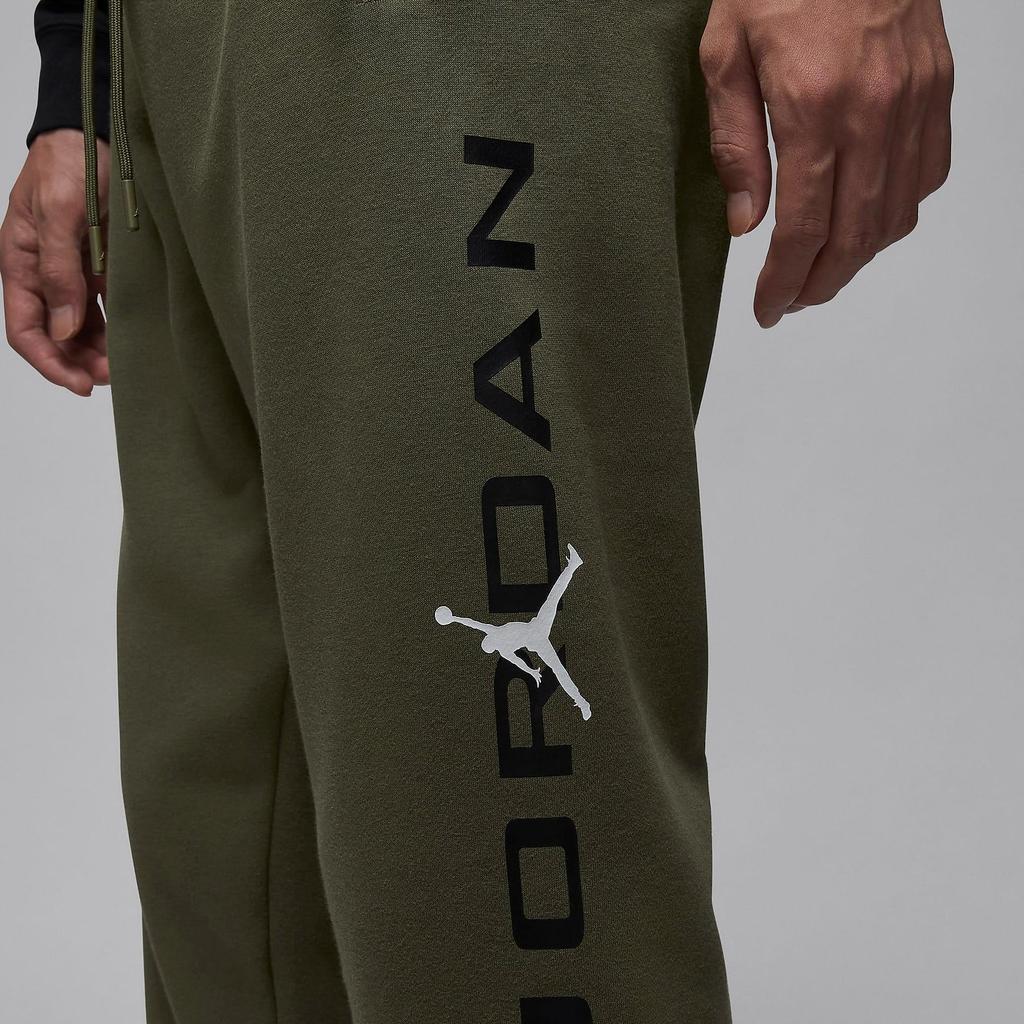 Jordan Fleece Comfortable Soft Breathable Mid-Rise Long Pants Knitted Sports Pants Men Bottoms Olive-Green HQ4646-222
