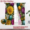 Moderne Flachdruck-Vorhänge ohne Stange Ostereier Blumen Modisches Vielseitiges Polyestergewebe Set aus 2 Stück Hergestellt