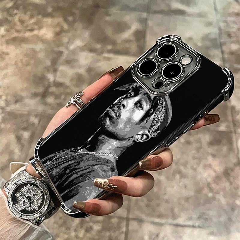 Rapper 2pac Singer Tupac Soft Phone Case For iPhone 15 16 17 Air 14 Pro Max 16E Plus 13 12 Mini Plating Anti-Fall Fundas