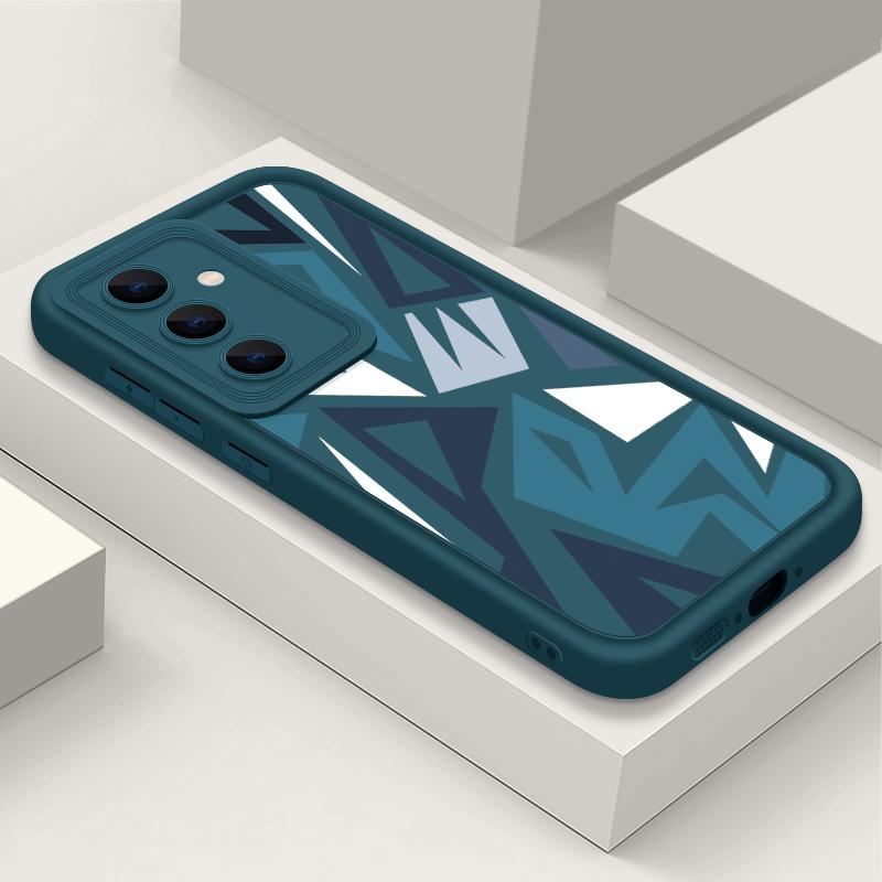 Geometrický Vzor Nárazuvzdorné TPU Pouzdro Pro Samsung S25 Ultra S24 FE S23 A56 A36 A16 A15 A55 A35 Matná Ochrana Objektivu Měkký Silikonový Kryt na Telefon