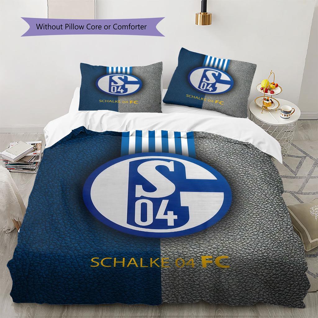Set Copripiumino Trapuntato con Logo Schalke Federa Decorazione per la Casa Regalo di Compleanno (1 * copripiumino + 2 * federa, senza nucleo)