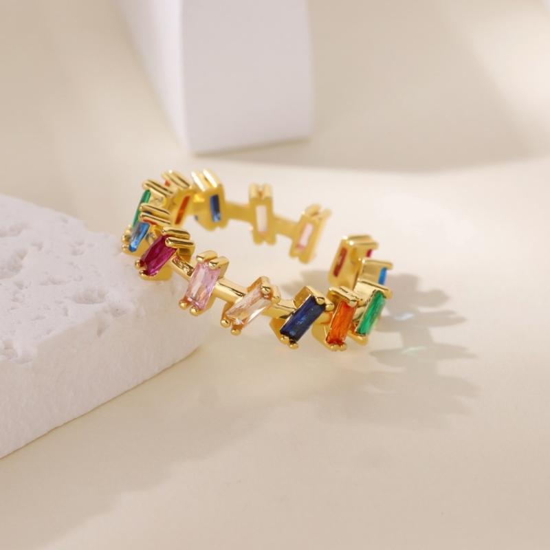 Colorful Stackable Rings with Artistic Design Hip Hop Adjustable Finger Jewelry Accessory Suitable for Various Occasion