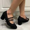2025 New Shoes Female Buckle Strap Women's High Heels Round Toe Office and Career Hot Sale Plus Size Solid High Heels