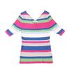 Anlom Women's Slim-Fit Striped V-Neck Knit Top