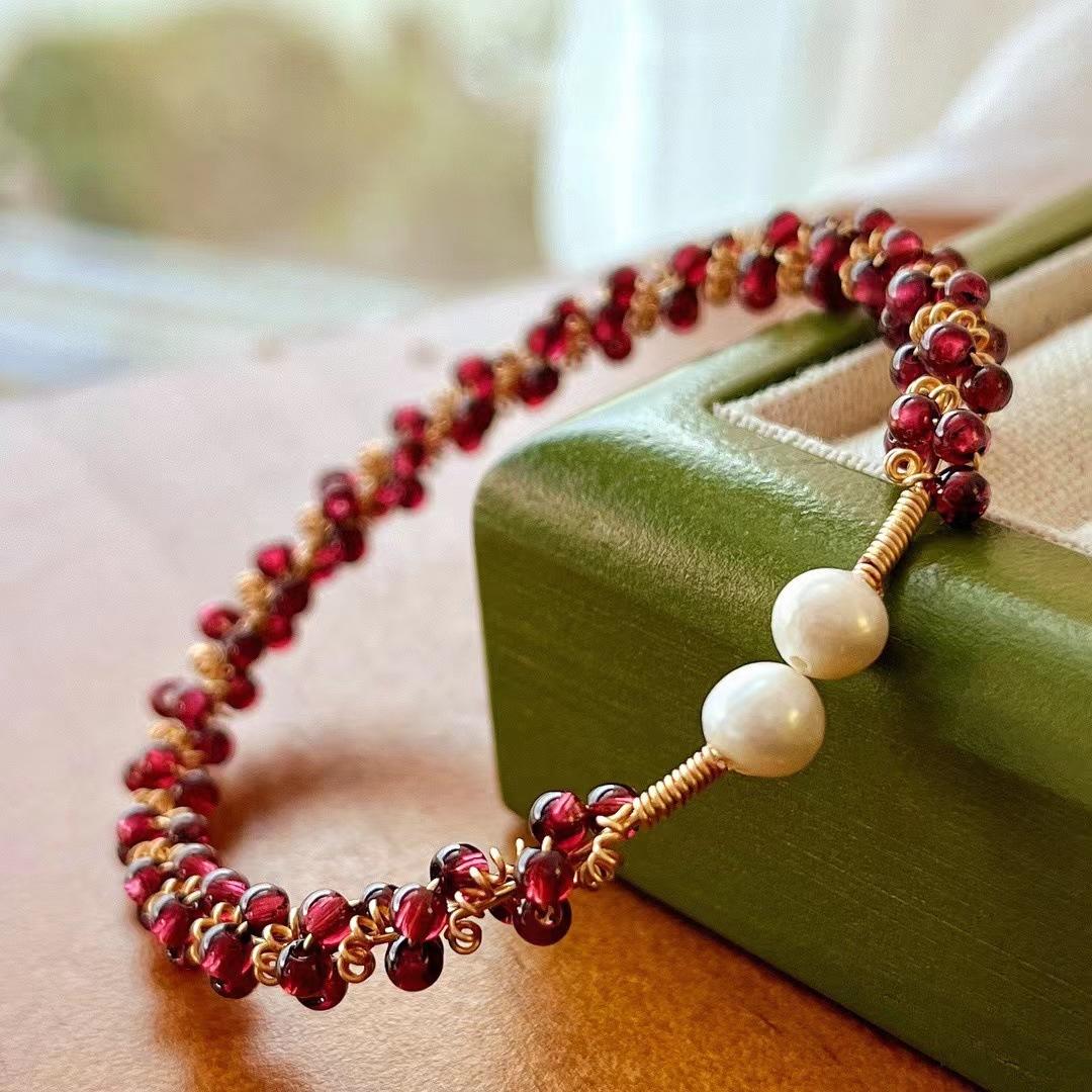 Vintage Natural Garnet Woven Bracelet Bracelet Bracelet
