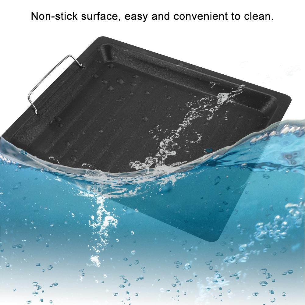 Stainless Steel NOn Sticky Barbecue Pan Frying Pot Grilling Plate Cookware