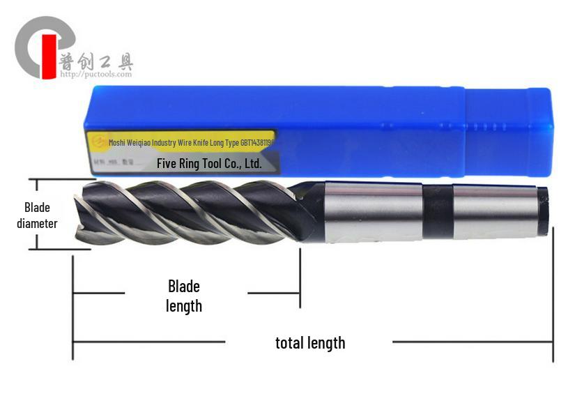 Harbin Taper Shank Extended End Mill 14-50mm Black, Fully Ground Spiral