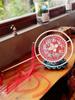 Double Petal Machine Embroidery Circular Fan Handicraft Photography Dance Court Retro Style Long Handle Bamboo Fan