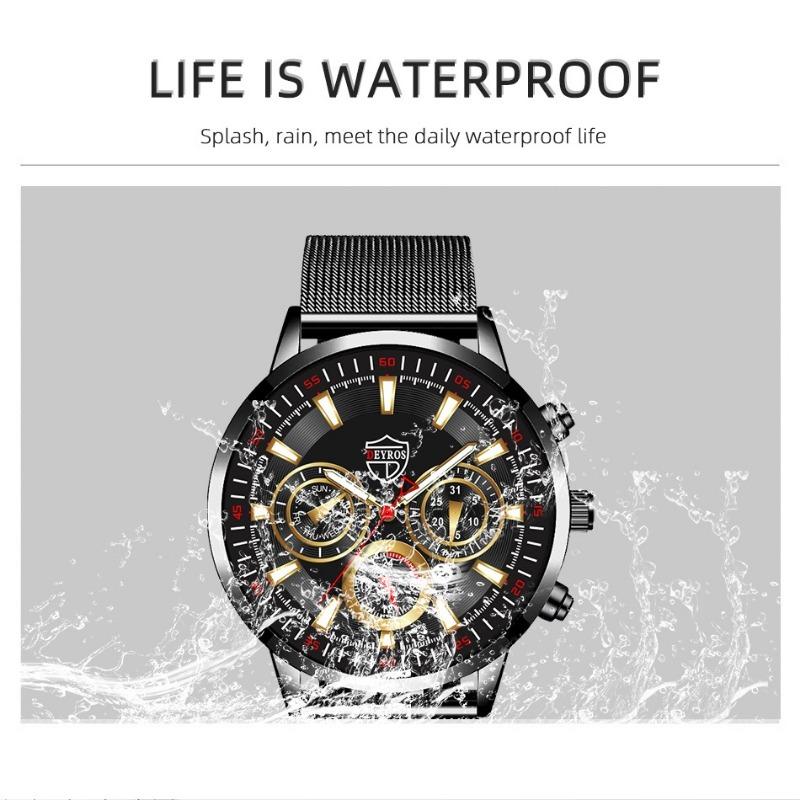 Moderne Herrenuhr Kalenderuhr Business-Uhr Herren-Edelstahluhr Hand Quarzuhr