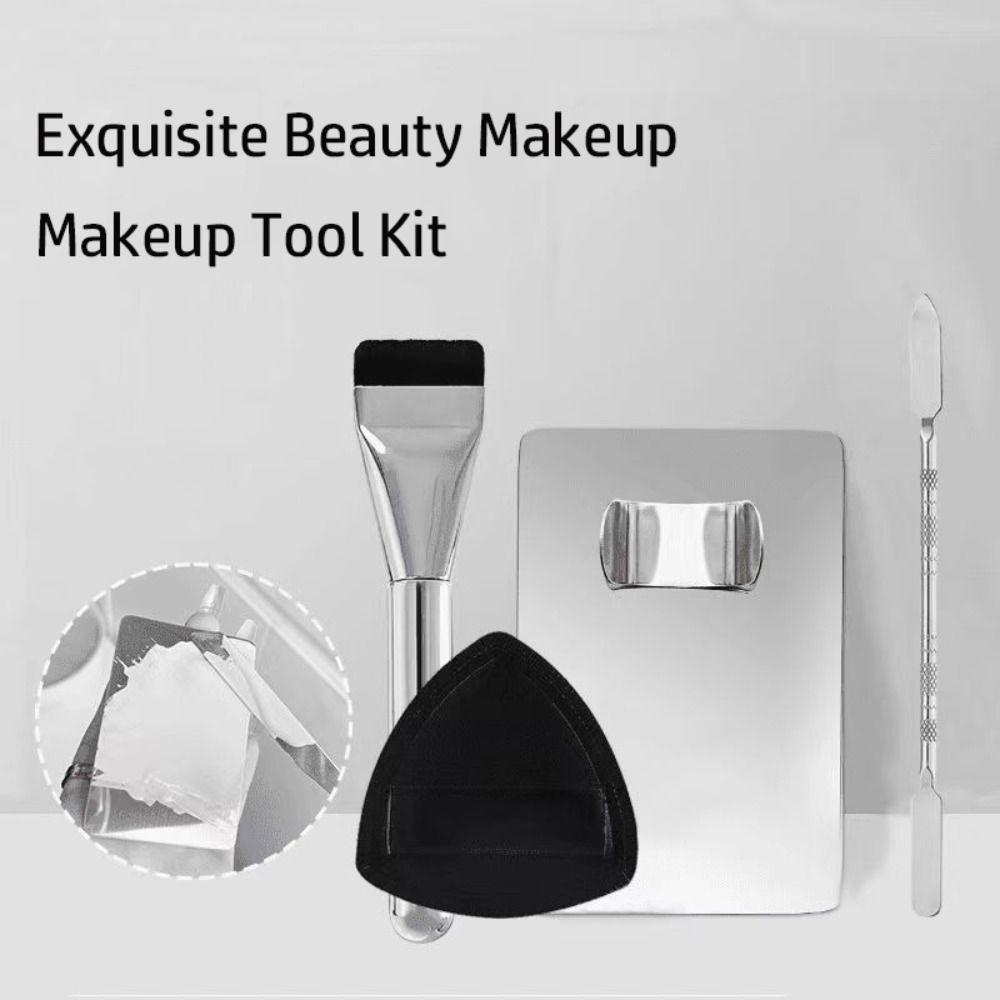 4PCS Stainless Steel Cosmetic Brush Set Cosmetic Tools  Liquid Foundation Accessories