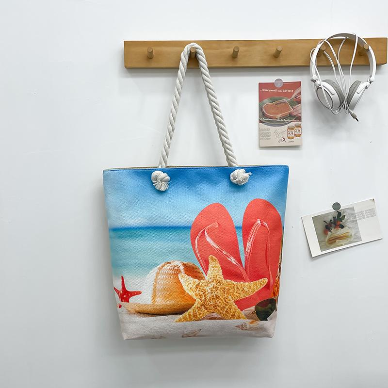 Strandväska Stor Tote Enkelaxel Damväska Trendig Casual Handväska Kort Resväska