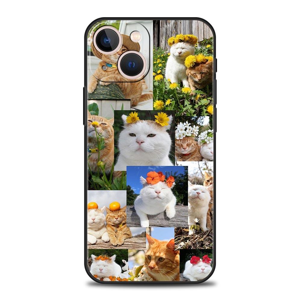 Cute Cat Photo Collage Print Phone Case for iPhone 17 16 15 14 13 12 11 16E Series Pro Max Plus Double Layer Protection