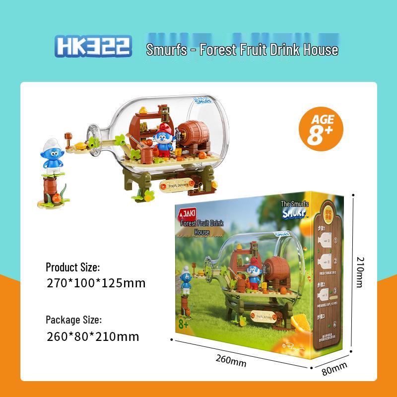 JAKI Jiaqi HK322 Smurfs Creative Message in a Bottle - Childhood Adventure Building Blocks Toy