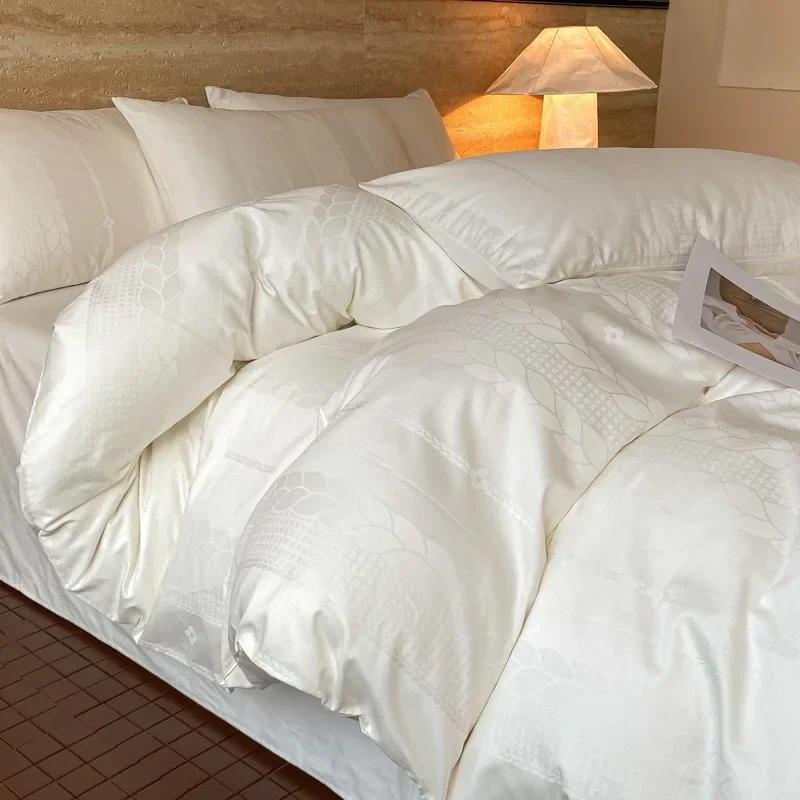 New Jacquard Satin Full Cotton Bedding Sets Light Luxury Soft Skin-Friendly Duvet Cover High Quality Bedclothes for Adults