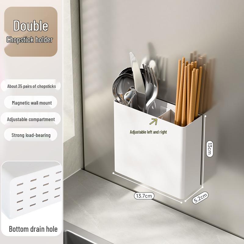 Wall-Mounted Magnetic Kitchen Storage Rack & Knife Holder Set