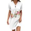 Women's V-neck Vintage Floral Print Pullover Casual Button Dress