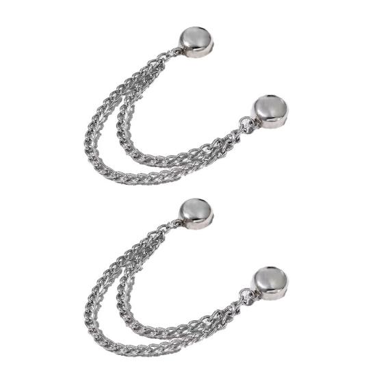 

2Pcs Magnetic Clothing Clips with Chain Multi-Function Metal Clothes Magnet Pins Men Women Scarf Shirt Sleeve Pants Button Clip Accessories 2pcs Circle серебряный