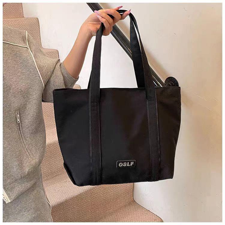 Large-capacity Nylon Bag Simple Shoulder Female College Student Class Handbag Commuting Tote 44x11.5x30 чёрный
