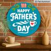 2D Flat, 1pc Round Aluminum "Happy Father's Day" Wall Decor, Retro Coffee & Plaid Pattern Metal Plaque, Waterproof & Rustproof, Perfect for Father's