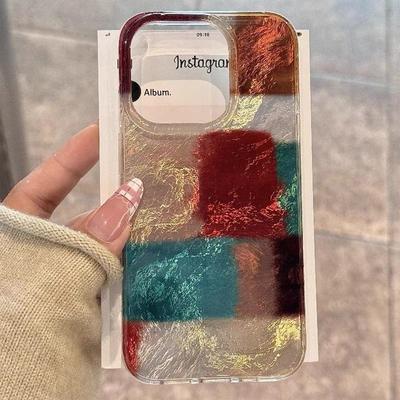 Large Hole Vortex Imd Phone Case for Apple 16, Light Luxury, High-end, Personalized, Female Gradient Transparent Phone Case