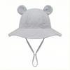 Cartoon Bear Kids Sunshade Bucket Cap Breathable Folding Baby Sun Hat Children Fisherman Hat  Girls