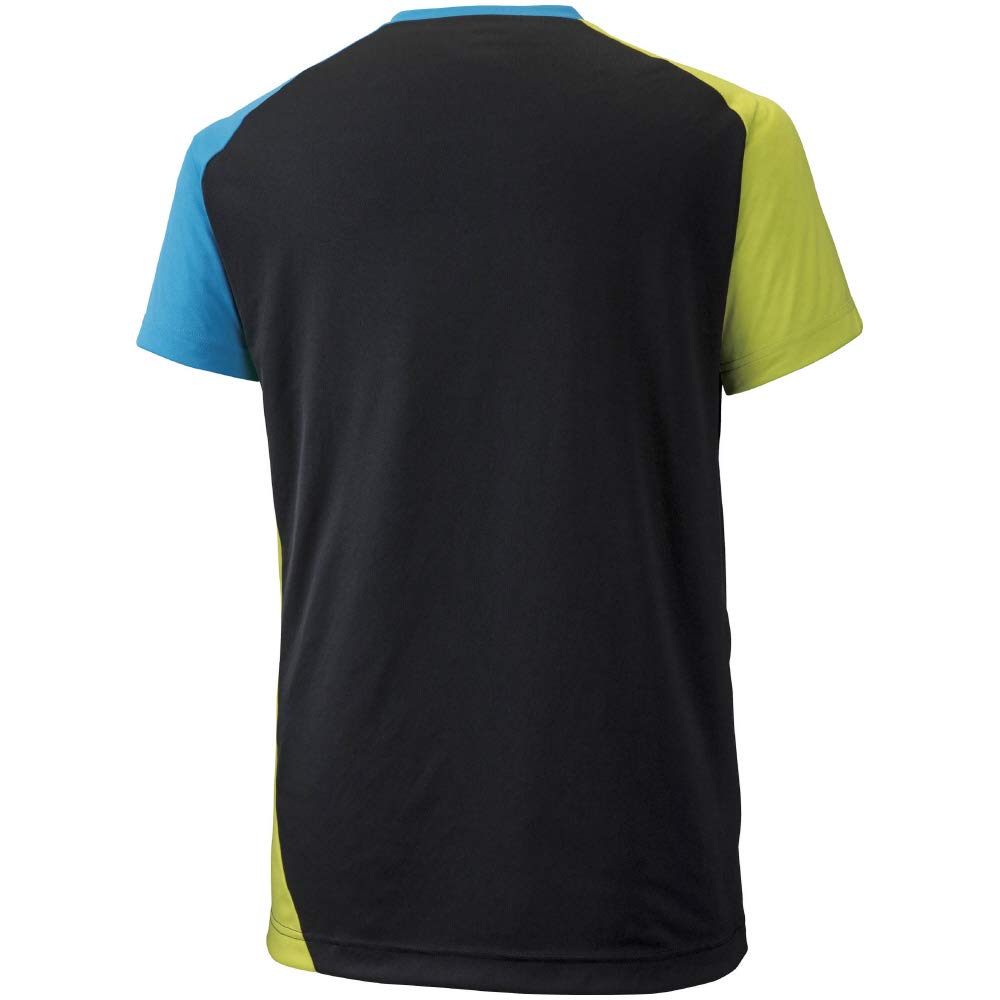 Mizuno Volleyball Game Shirt (Short Sleeve), V2MA9001, Black x Diva Blue x Lime Green, Size M (Japan Size)