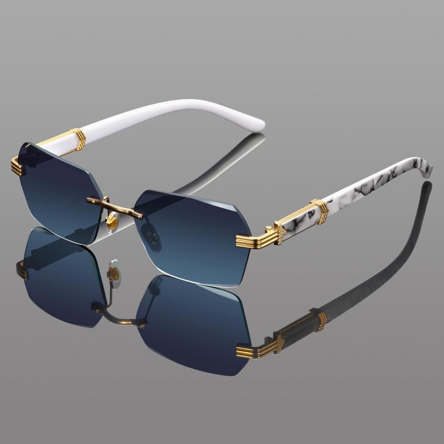 Vintage Slice Polygon Sunglasses Women Fashion Frameless Gradient Shades Men Trendy Brand Luxury Design Sun Glasses UV400