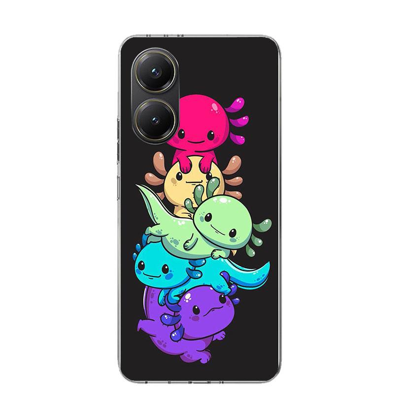 Cute Axolotl Kawaii Phone Case For Xiaomi Poco X7 X6 X5 Pro F7 Ultra Redmi 15C 15 13 13C 12 12C 10 10A 10C 9 9A 9C 9T Cover Poco
