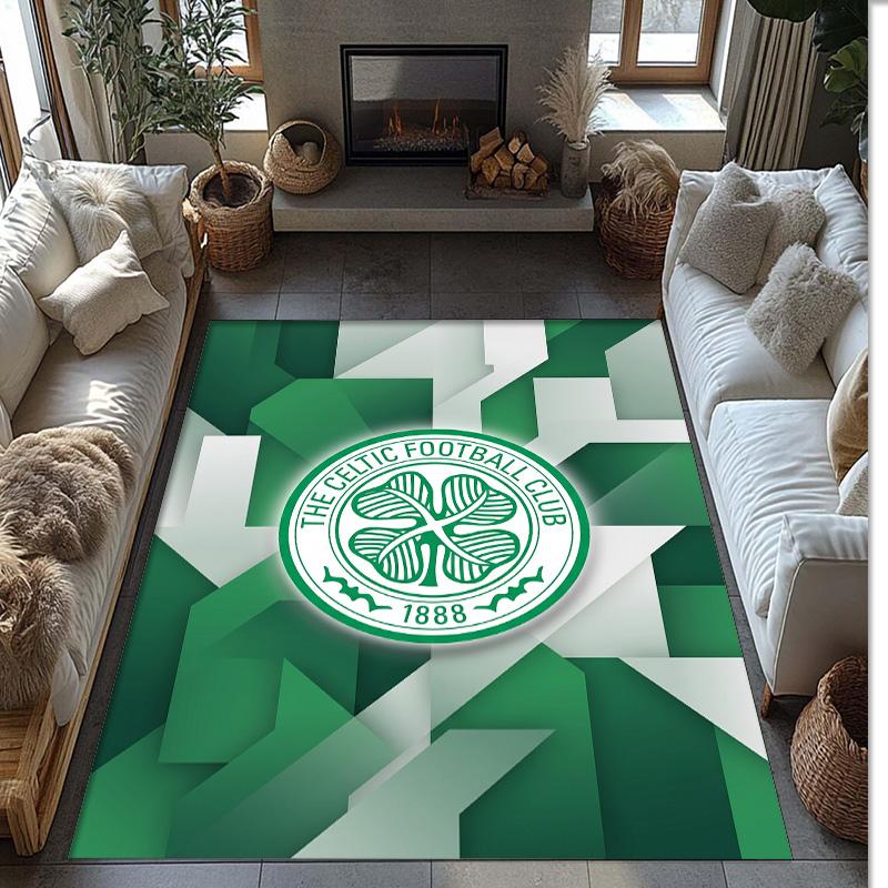Tappeto Morbido Antiscivolo per Interni con Motivo Calcio Celtic FC, Tappetino Decorativo Sportivo per Camera da Letto
