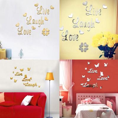 Live Laugh Love Cytat Removable Wall Art Naklejki Lustro Naklejka DIY Wystrój pokoju