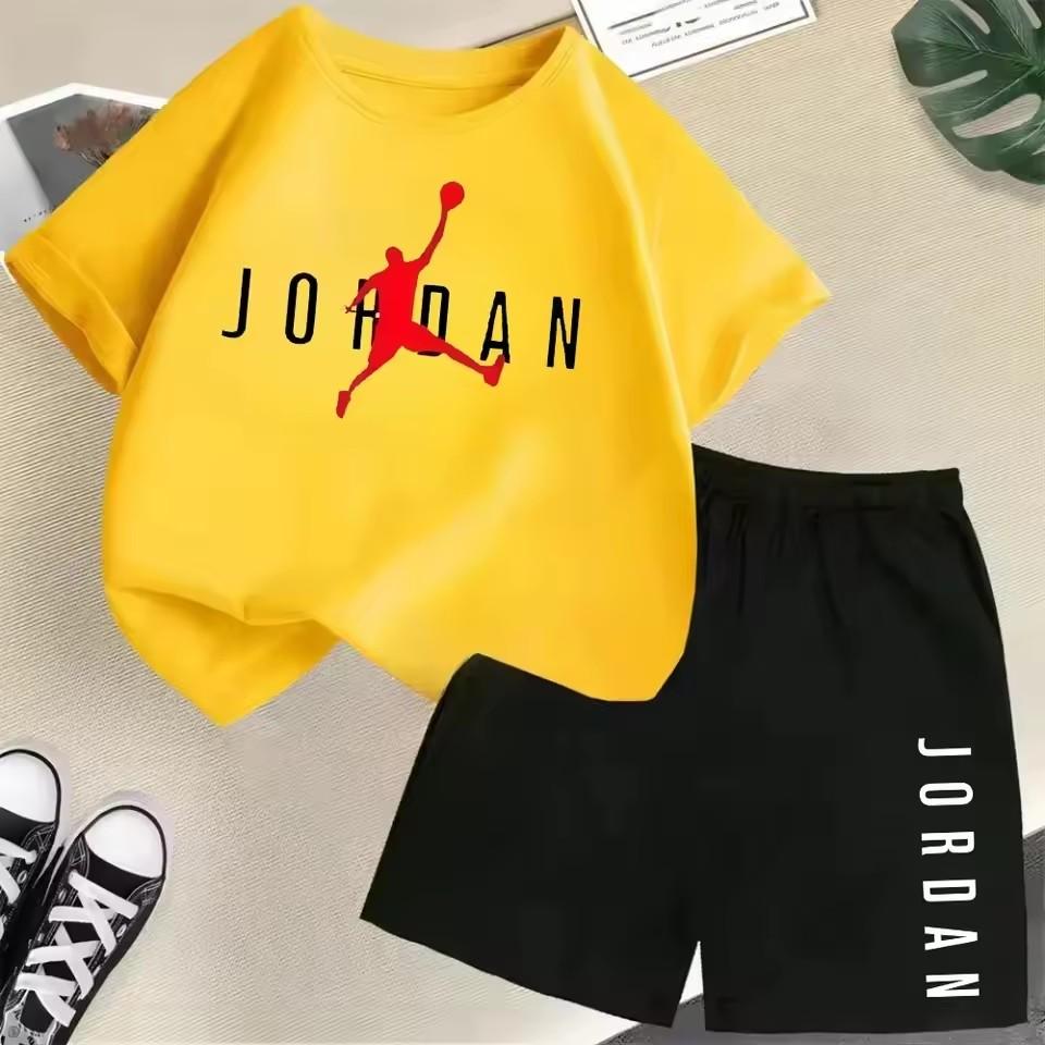 Sommer Kurzarm Kinder Set Slam Dunk Meister Muster Druck Sport T-Shirt+Shorts 2er Set Kinder Jungen Mädchen Mode Trainingsanzug