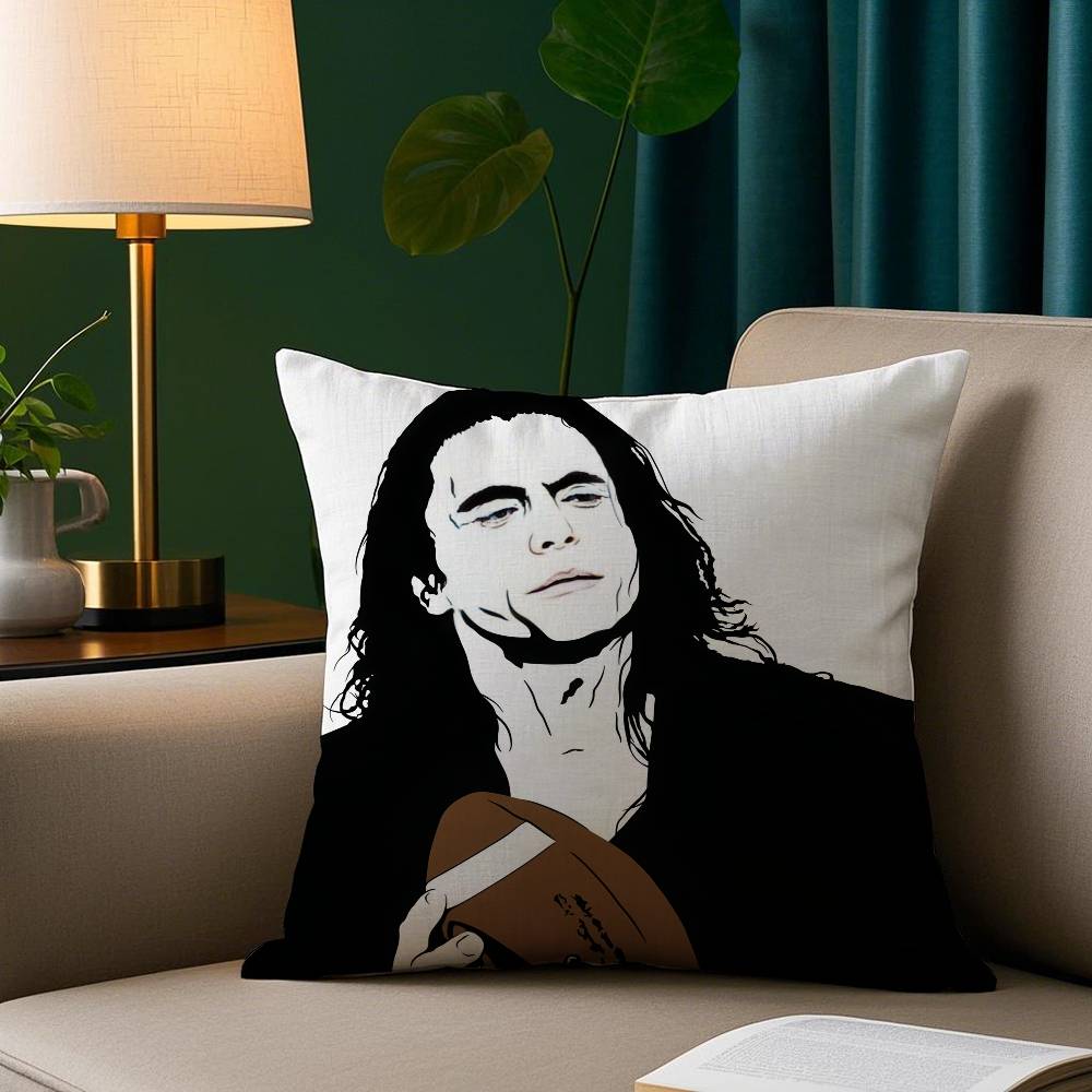 The Room T-Tommy Wiseau Pillow Case Short Plush Print Cushion Cover Square Throw Pillow Covers Sofa Home Decor