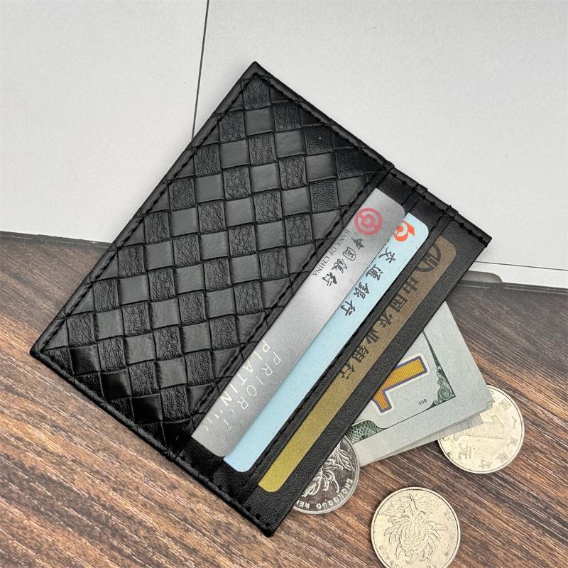 Herren Slim Kreditkartenhalter PU Leder Geldbörse Gewebtes Muster Minimalistische Kartenhülle Fronttaschen-Geldbörse
