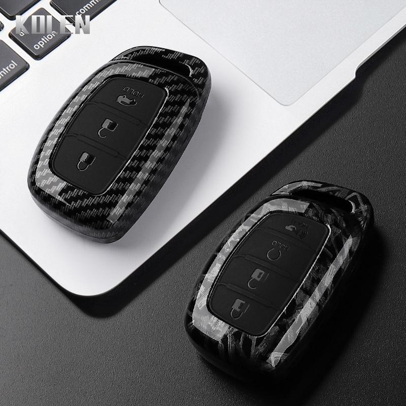 Abs Carbon Fiber Style Car Key Case Cover For Hyundai Ix35 I40 I20 I10 Tucson Elantra Creta Sonata Ioniq Accent Creata Keychain