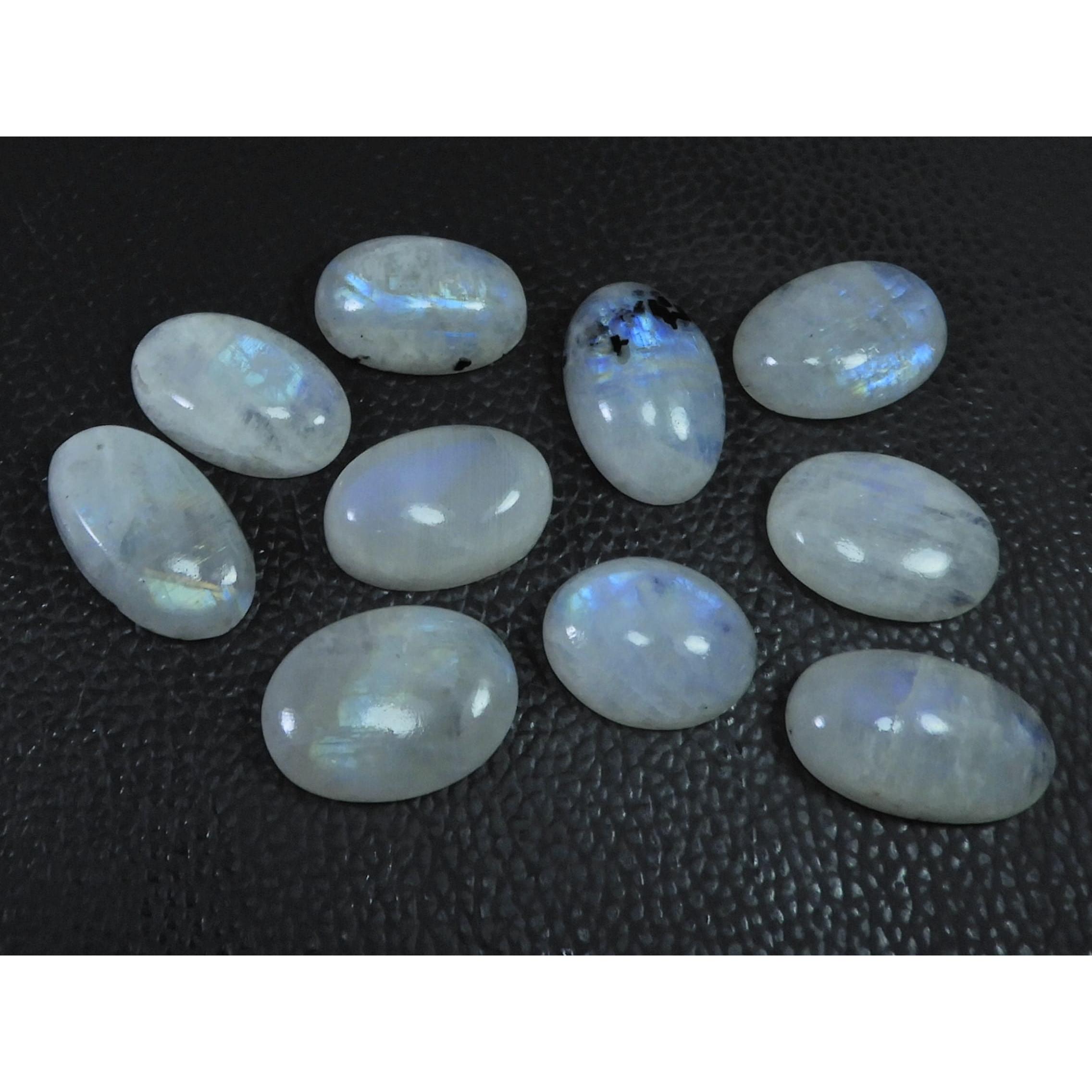 227Cts. Natural Rainbow Moonstone Oval Cabochon Loose Gemstone 10 Pcs Lot C-1665