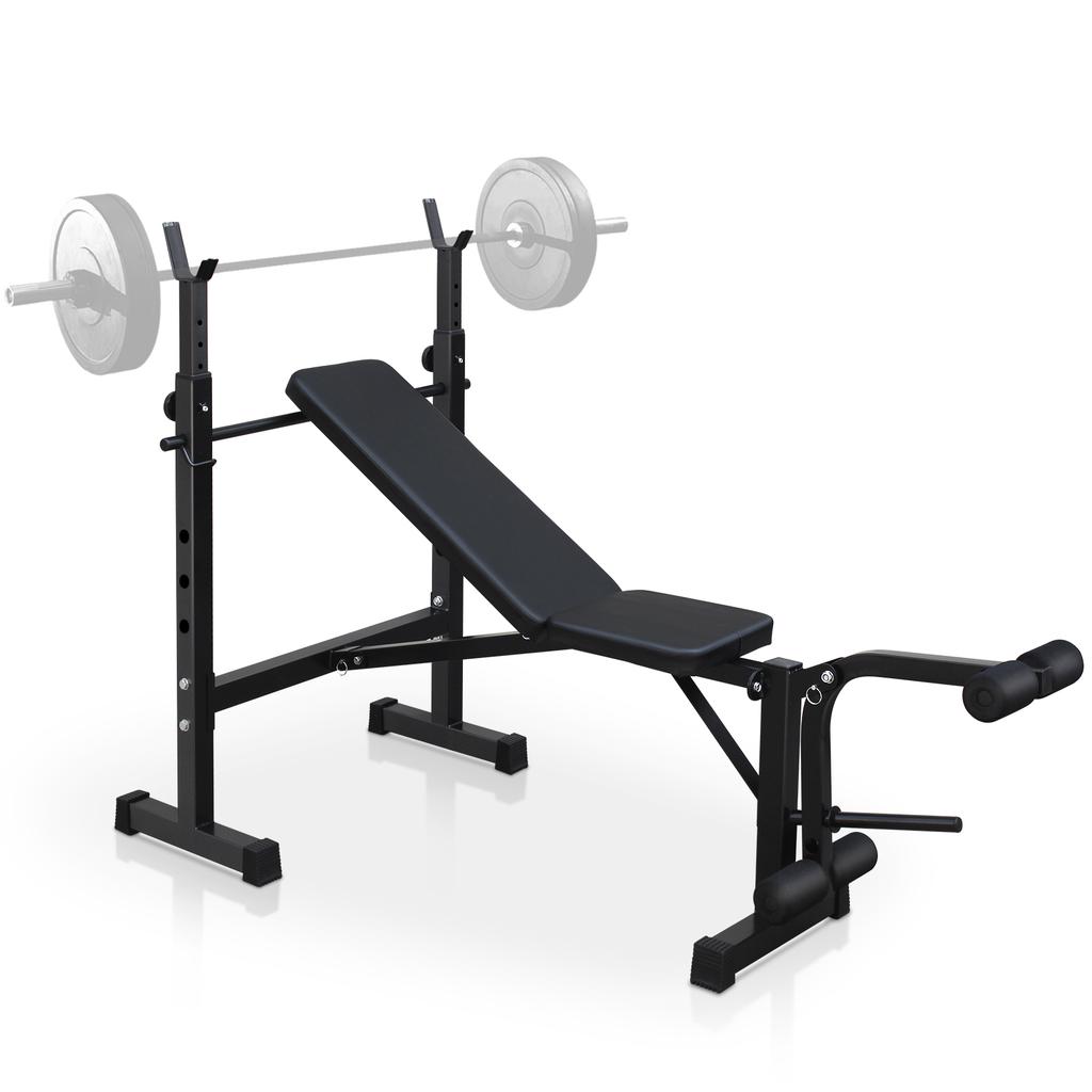 Olympische Hantelbank, Bankdrückset mit Kniebeugeständer und Bank für Heim-Fitnessstudio Ganzkörper-Workout