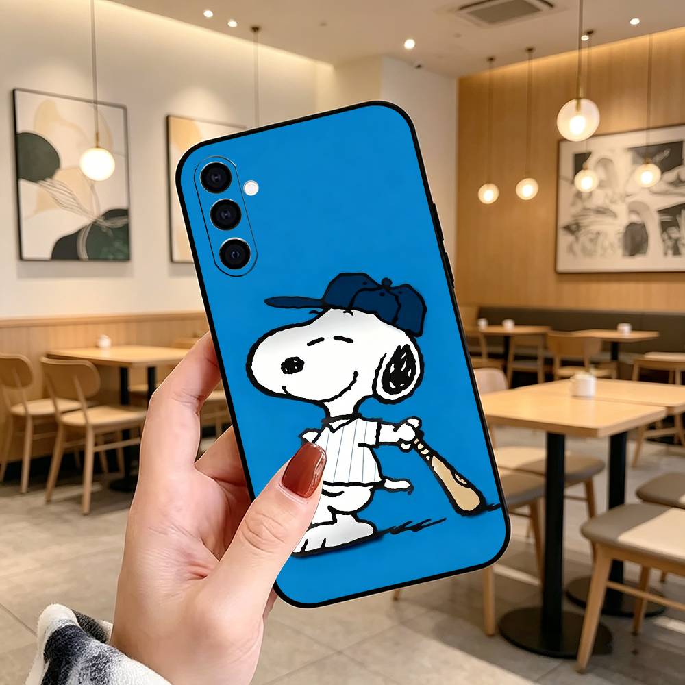 Cartoon T-S-noopy-PC  Phone Case Black Silicone Soft For Samsung Galaxy A73,A72,A71,A70,A53,A52,A51