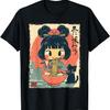 Cute Kawaii  Girl and Cat Eating Ramen Anime T-Shirt