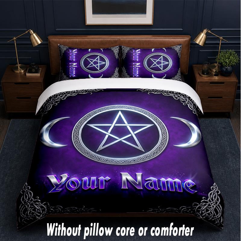 Witchcraft Theme Custom Text Or Name 3Pcs Bedding Set,1 Flat Sheet & 2 Pillowcases Personalized Home Bedding