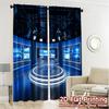 2pcs, 2D FLAT PRINTING Curtains (Without Rod) Studio Blue Popular Contemporary Curtains Versatile Polyester Curtains Decorations