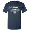 USA Flag Statehood Delaware 1787 - America Founding State Pride T Shirt - Navy