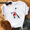 Women's Fashion Western Ballet Dancer Short Sleeve T-shirt Casual Elegant Summer Top Polyester Fabric Girl's Personality Sister